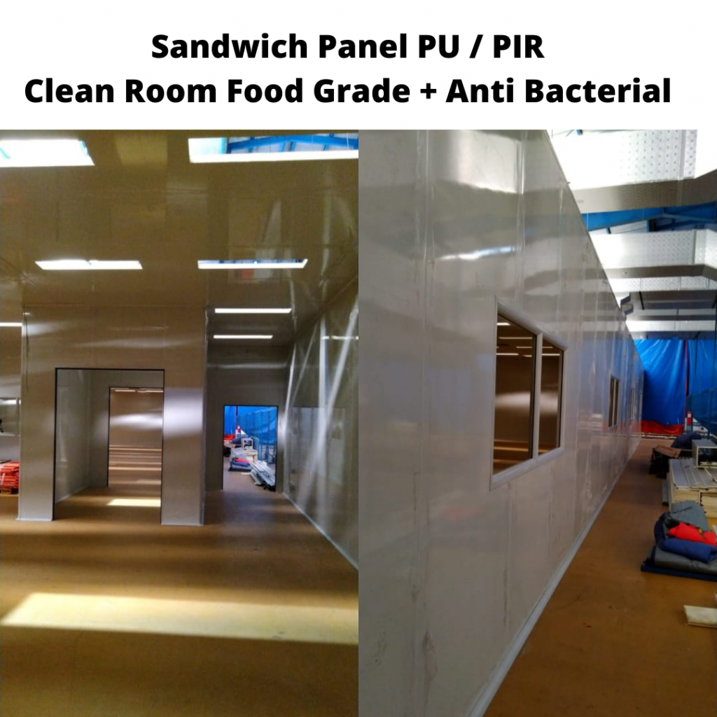 Sanwich Panel PU dan PIR Anti Bakteri Clean Room Pabrik Makanan